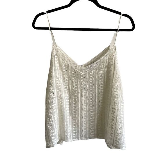 MANGO sleeveless eyelet button front cami blouse cream S - Picture 3 of 4